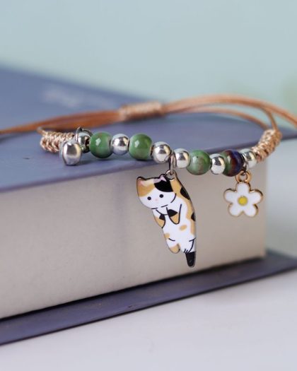 Cute Cartoon Animal Cat Flower Bracelet